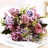 Dekorativa blommor Silk Hydrangea Artificial Flower Pink Wedding Bride Holding Fake Small Bouquet Party Home Decoration