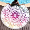 Colorful Datura Round Fringe Beach towel women Bath towels Quick drying yoga mats Floor mat LT241