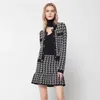Two Piece Dress Designer 2022 Swing bird check knitted cardigan jacket ruffle skirt suit two-piece 220513 ZXD0