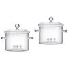 Bowls 2pcs Glass Soup Pot Clear With Handle Kitchen Cooking Convenient