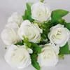 Dekorativa blommor Simulering 7 Blooming Roses Florist Decor Flower Arrangement Props Bouquet Wedding Pography Home Brides Favor