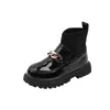 Turnschuhe Mädchen Lederstiefel Metallketten fliegende gewebte Nähte Prinzessin Stiefel Kinder Leder weiche Sohle Stiefel Kinder Socken Stiefel Mode 230211