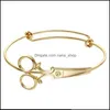 Bangle schaar armbanden verbindt lange gouden ketting voor vrouwen mode eenvoudige manchet drop levering sieraden dh1d6