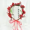 Fiori decorativi Matrimonio Natale Testa Ghirlanda Accessori per capelli Simulazione Fascia per capelli Fiore a bacca rossa Fascia per capelli Copricapo Ghirlanda per le donne