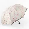 Regenschirme Damen-Regenschirm, dreifach faltbar, kleine modische Blume, 8 Rippen, Anti-UV-Sonnenschirm, Sonnenschutz, regnerisch