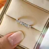 Luxury Brand White Zircon Crystal Stone Ring S925 Sterling Silver Round Diamond Ring For Women Wedding Engagement Jewelry