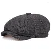 Bérets à bord court rayé Vintage extérieur hommes ombre Sboy casquette printemps automne unisexe Protection solaire papa chapeau Peaked