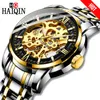 Wristwatches HAIQIN Men's Watches Sport Mechanical Mliltary Watch Men Wristwatch Mens Top Leather Set 2023