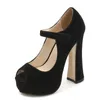 Kleding schoenen dames elegante Europese stijl mode dikke hoge hakken met platform 5 kleuren peep teen vrouwelijke pumps maat 35-46 ouyyyogo