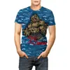 남자 T 셔츠 러시아 곰 3D 프린트 티셔츠 러시아 국기 남자 특대 느슨한 플러스 사이즈 반팔