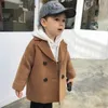 Cappotto Neonato Bambina Giacca di lana Lungo doppio petto Caldo neonato Toddle Risvolto Cappotto in tweed Primavera Autunno Inverno Capispalla per bambini 230211