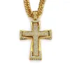 Pendant Necklaces Hip Hop Rhinestones Paved Bling Iced Out Big Heavy Cross Pendants Necklace For Men Rapper Jewelry With 30inch Cuban Chain