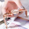 Montres-bracelets 2pcs ensemble belle tendance femmes montres or rose diamant bracelet montre bijoux dames quartz goutte montre-bracelets Iris22