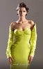 Festklänningar Elegant av axel rak satinklänning ljusgrön fotledslängd kväll med slitsanpassad prom klänning mode 230214