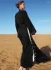 Ethnic Clothing Ramadan Eid Mubarak Black Open Kimono Abaya Dubai Turkey Islam Muslim Arabic Dress Abayas For Women Caftan Robe Musulmane