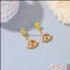 Stud Ins Fan Pendant Earrings Womens Shell Pearl Vintage Ginkgo Crystal Drop Delivery Jewelry Dho9Y