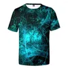 Camisetas masculinas Luz visual Luz visual 3D Impressão digital de verão masculino e feminino Suporte de camiseta de manga curta curta