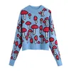 女性用セータースプリングシンプルで多用途の漫画jucquard geometrica maglione pullover ladiesジャンパー230214