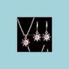 Earrings Necklace Wedding Jewelry Sets Cubic Zircon Sunflower Earring Beautifly Set For Brides Bridesmaid Bridal Drop Delivery Dh9Py