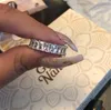 Сверкающие роскошные украшения 925 Серебряная серебряная принцесса Cut White Topaz CZ Diamond Promise Свадебное кольцо свадебного кольца