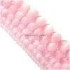 Stone 8Mm New Arrivals 4/6/8/10/12Mm Natural Pink Cats Eye Loose Bead For Jewelry Making Diy Bracelets Necklaces Drop Deliver Dhgarden Dhdql