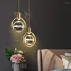 Lampes suspendues haut de gamme tout en cuivre lumière luxe petit lustre nordique moderne minimaliste boule de cristal fond mur couloir plafonnier