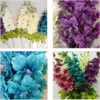 Dekorativa blommor En falsk delfiniumsimulering Larkspur Silk Violet Flower Hyacinth Plant för bröllopscenterstycken