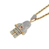 Pendanthalsband Mathalla Hip Hop Jewelry Zircon Astronaut Iced Out Cool Mens Halsband Guldkedja för män Fashion Necklace1