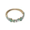 Bangle Retro Stone Gold Plated Magnetic Snap Armband Design Green