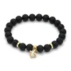 Brin Ailatu vente en gros 10 ps/lot 8mm A Grade noir mat Onyx pierre CZ perles breloque Bracelet cadeau de fête