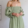 Vestidos casuais primavera no verão vestem a frente e de trás elegante oneline pescoço de lanterna de lanterna alta mini sexy para mulheres 230214