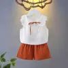 Vêtements LZH Vêtements d'été pour nouveau-nés Ensembles de bébé T-shirt sans manches Shorts Pièce Ensemble Enfant en bas âge Filles Costume Casual Enfants Tenue Années