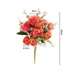 Flores decorativas outono false begonia rose bouquet bouquet de alta qualidade plástico de seda artificial para casamento casal decoração vaso