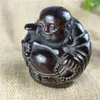 Pendant Necklaces Antiques Miscellaneous Consumption Horn Carving Double-sided Workers Happy Buddha Crafts Handpieces Ornaments