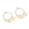 Boucles d'oreilles à clous, 10 grands cercles suspendus, belle coquille naturelle, Style Boho, bijoux cadeaux pour filles et dames, vente en gros, 2023