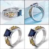 Ringas de banda moda moda quadrada simples diamante safira zirc￣o ouro banhado de dois tons flecha arco de marque