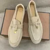 イタリアのデザイナーシューズLOROPIANA LP LP LOAFERS FOR WOMEN'S LEATHER FLATEMEDローファーシングルシューズ用イギリスの大きな革靴の小さな革の靴ペニーシューズ