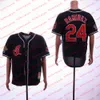 Vintage basebolltröja 24 Manny Ramirez Jersey 19 Bob Feller 14 Larry Doby Sydd filmtröjor