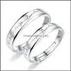 Casal Rings 2pcs adoram eletrocardiograma de cora￧￣o ajust￡vel para amante valentinaDay presente de noivado de noivado de noiva Droga Drop Drop Drop Dhhoq