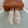 Designer Loropiana Charms Sapatos Primavera e outono Couro genuíno LP Sapatos lefu Soo British Style One Step Lazy Casual Saple Shoes Mulheres DXRT