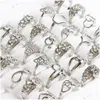 Cluster Anneaux En Gros 20 Pcs / Lot Mode Creux Vintage Ouvert Réglable Bijoux Pour Femmes Hommes Mix Style Or Sier Plaqué Mer Dhm2Q