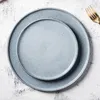 Talerze Retro Niebieska Nordic Ceramic na stek deserowy sałatkę okrągła talerz serwowy duży płaski naczynia domowy na lunch naczynia stołowe