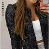 Women's Jackets BoozRey 2023 Fashion Sequin Women Glitter Long Sleeve Short Coats Elegant Spring Outwear Office Ladies Solid Streetwear