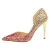 Dress Shoes Woman 9cm Glitter Hoge Heels Pailletten Scarpins Pumps vrouwelijk zilveren goud Escarpins Lady bruiloft bruids Scarpins Talons schoenen 230213