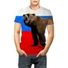 T-shirts pour hommes Russie ours 3D impression T-shirt drapeau russe hommes surdimensionné ample grande taille à manches courtes