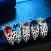 Cluster ringen romantische vrouwelijke prinses wit rood blauw roze licht hart ring zilveren sieraden belofte verloving voor vrouwen