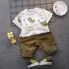 Kläderuppsättningar LZH Tryckt dinosaurie Kort ärmshorts Set Kidskläder för träning Summer Baby Boys Passar Barnuppsättningar