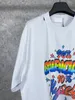 2023ss début du printemps nouveau coton de haute qualité imprimé T-shirt col rond coutures pull manches courtes femmes débardeur sweat taille m-xxxl couleur noir blanc h5d33