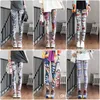 2023 Spring Personalized Ethnic Style Printed Leggings Womens Milk Silk Tight Pants Show Thin Yoga Capris