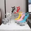 Sandals Model Mulheres Plataforma de Cristal Transparente 17 cm Clube de Partido Super Alto Sump Summer Sump